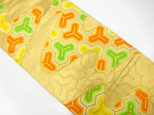 JAPANESE KIMONO / ANTIQUE FUKURO OBI / SILK / WOVEN BISHAMON KIKKO